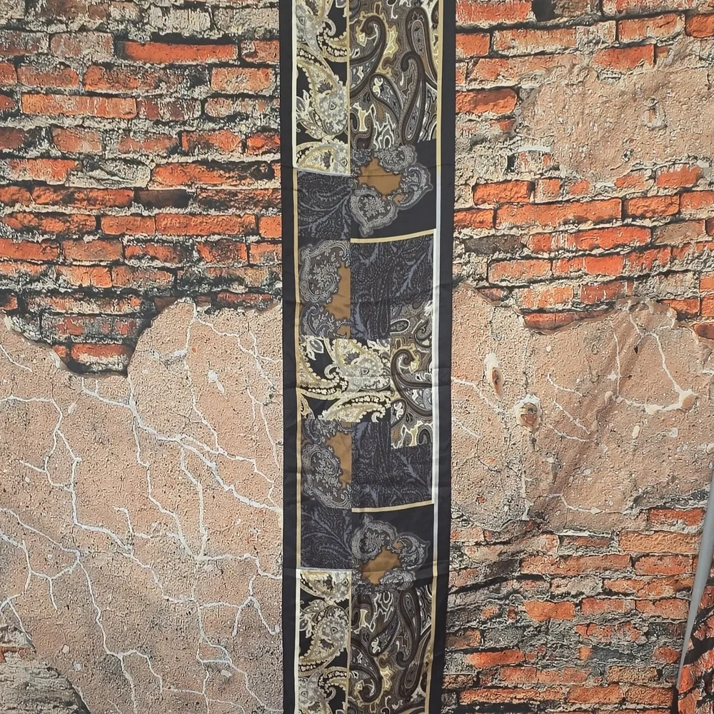 Adrienne Vittadini Gold and Black Paisley Silk Scarf - Picture 3 of 9